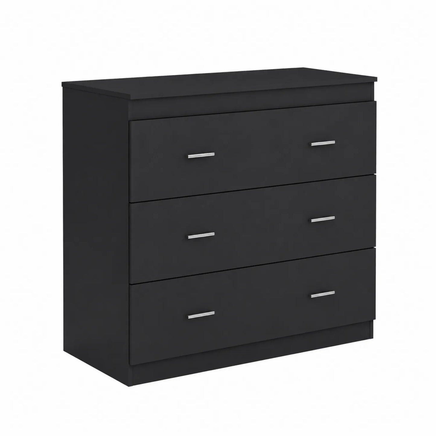 Commode 3 tiroirs en bois MDF noir 80x78x40cm