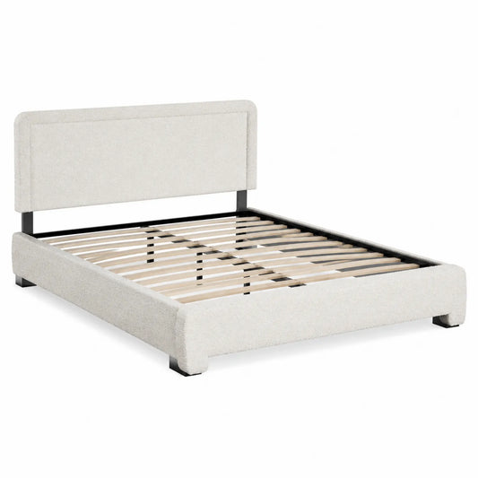 Lit double en bois et métal avec tête rembourrée 140x190 cm