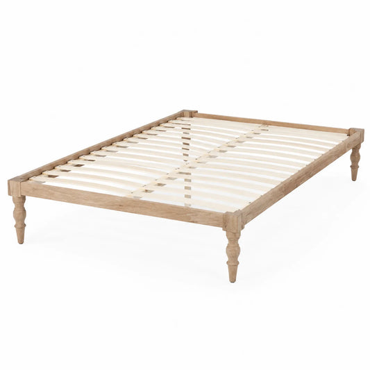 Cadre de lit double en bois massif 200x160 cm Naturel