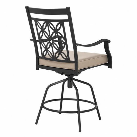 Chaise de Jardin Pivotante en Métal avec Coussin en Polyester